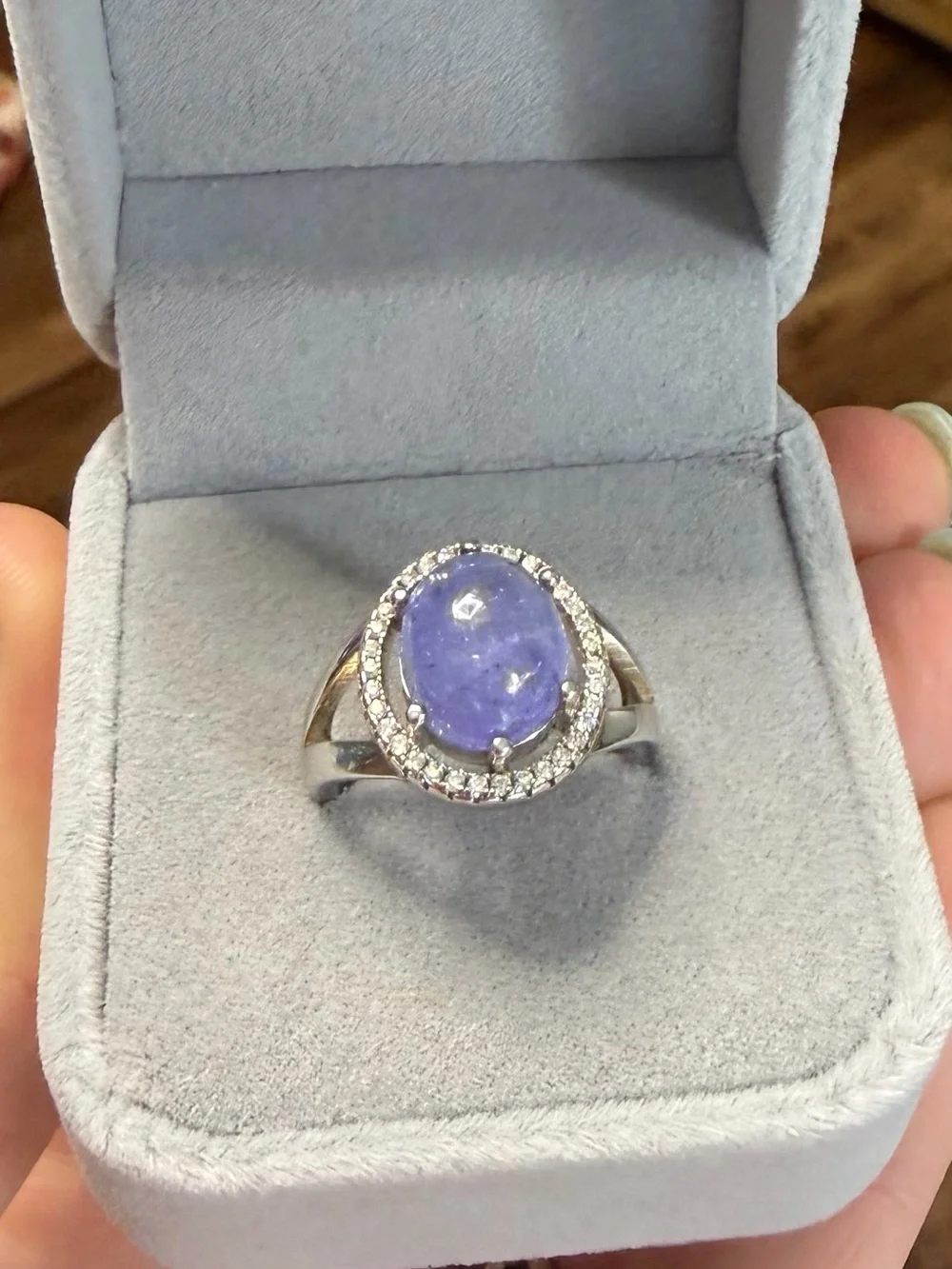 Enchanting 11x9mm Natural Blue Tanzanite 4.5CT Ring 925 Sterling Silver Size 7